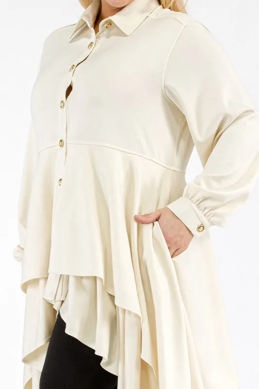 Off White Multi-Layered Peplum Blouse