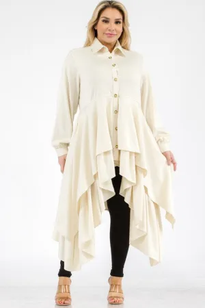 Off White Multi-Layered Peplum Blouse