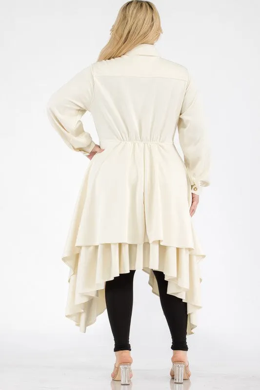Off White Multi-Layered Peplum Blouse