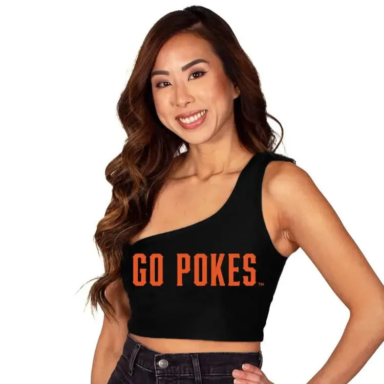 Oklahoma State Black One Shoulder Top