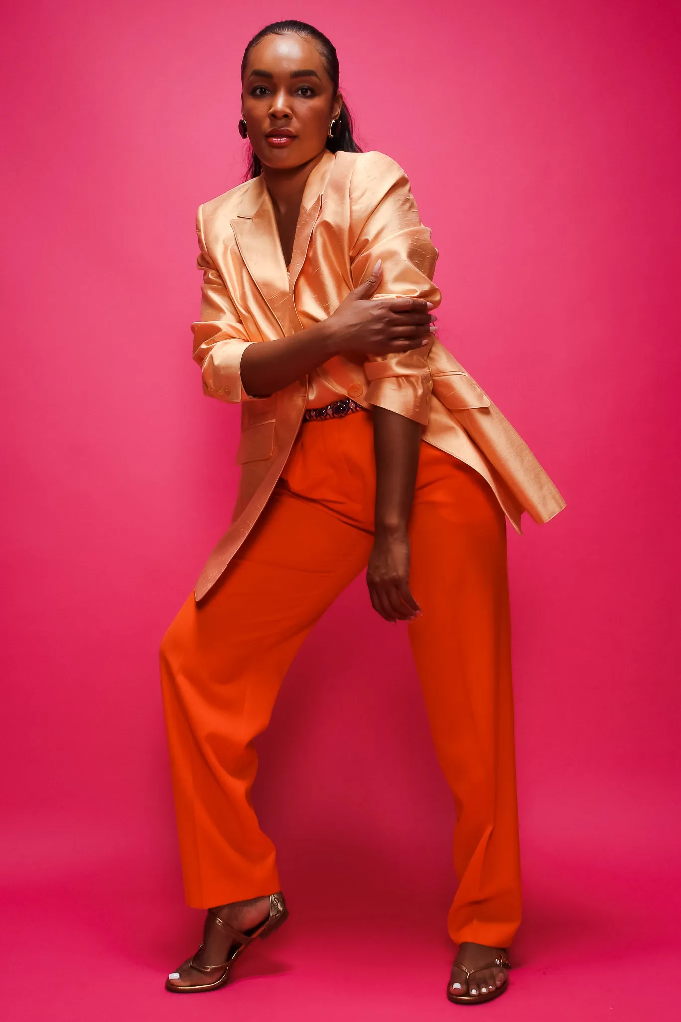 Orange Double Pleated Pant