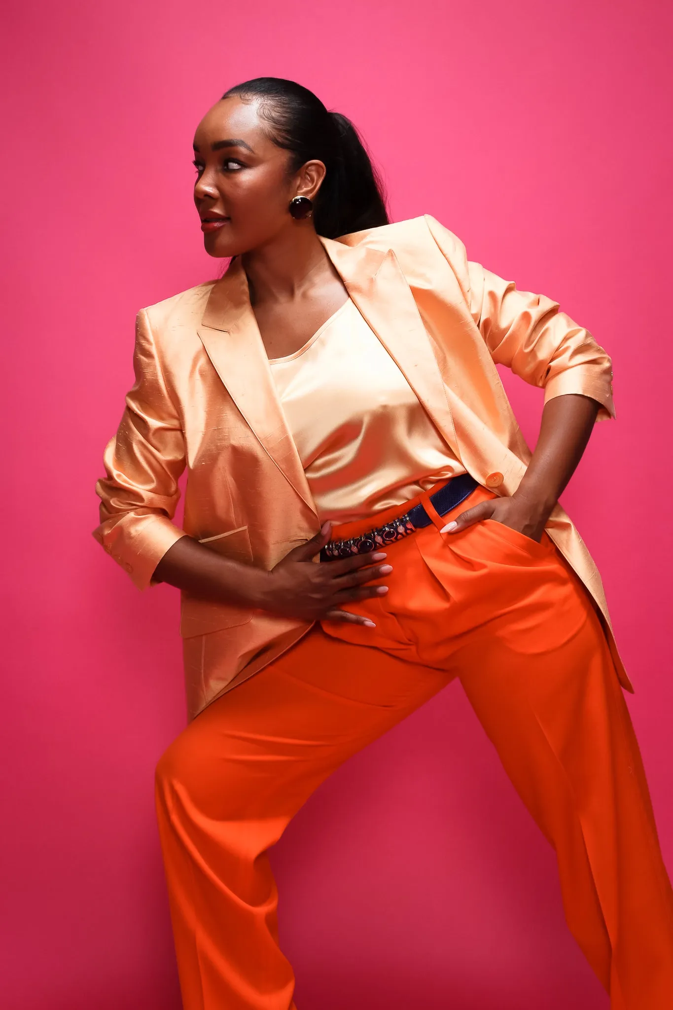 Orange Double Pleated Pant