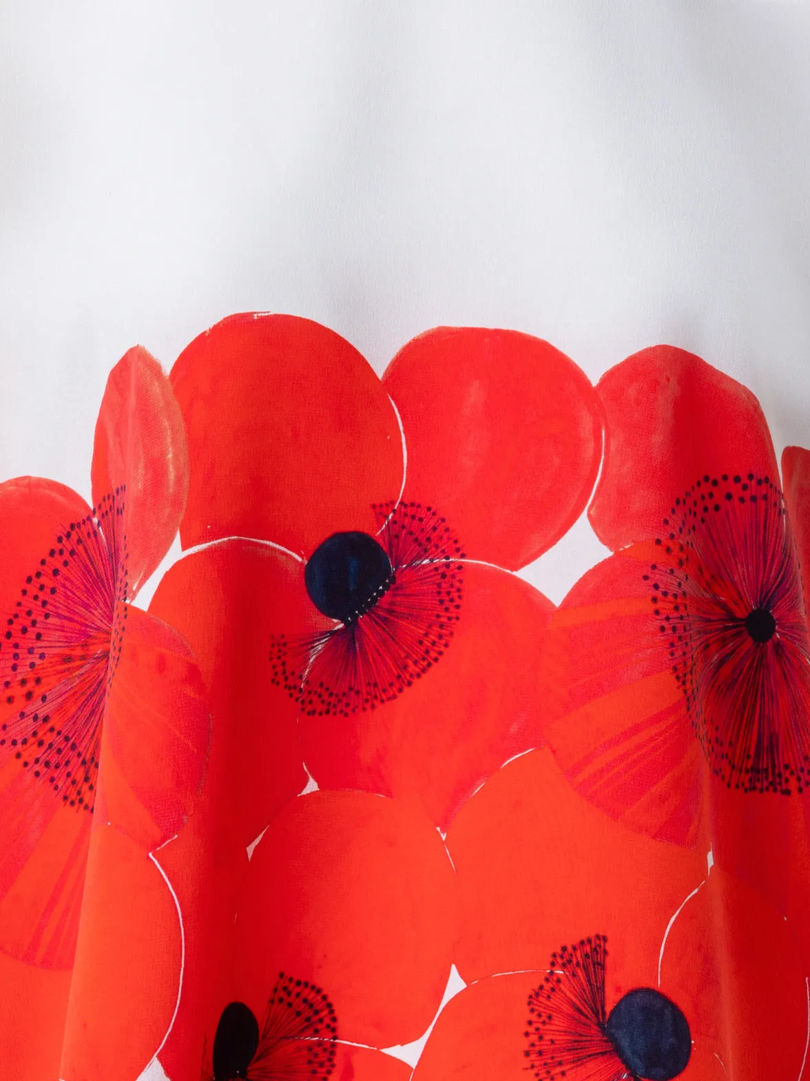 Oversize Silk Knit Blouse with Poppy Print