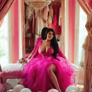 Oyemwen High Slit Maxi Tutu Skirt Hot Pink