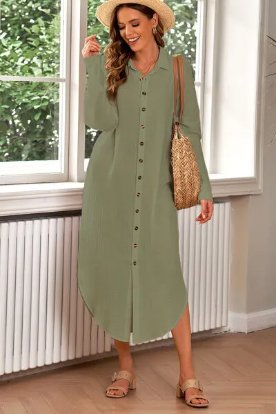 Ozzy Button Up Long Sleeve Shirt Dress