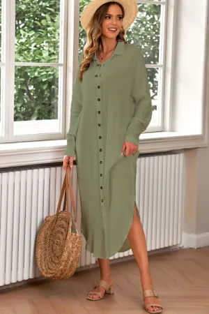 Ozzy Button Up Long Sleeve Shirt Dress
