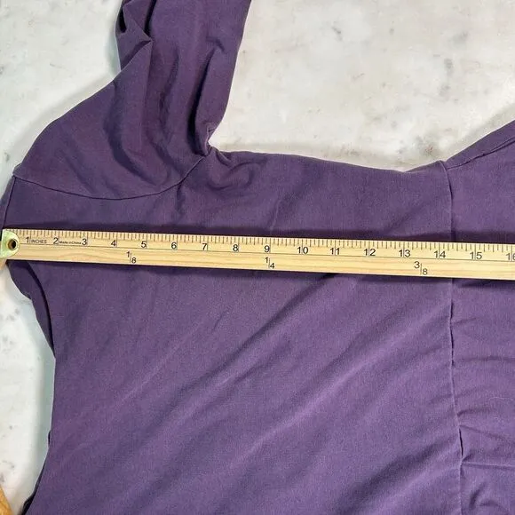 Pact Fit &amp; Flare Open Twist-Back Dress In Purple Womens Size Small‎ 3/4 sleeve