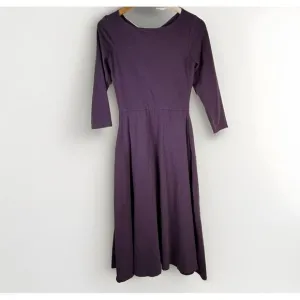 Pact Fit &amp; Flare Open Twist-Back Dress In Purple Womens Size Small‎ 3/4 sleeve