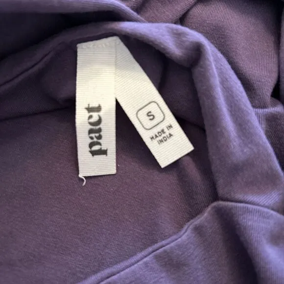 Pact Fit &amp; Flare Open Twist-Back Dress In Purple Womens Size Small‎ 3/4 sleeve