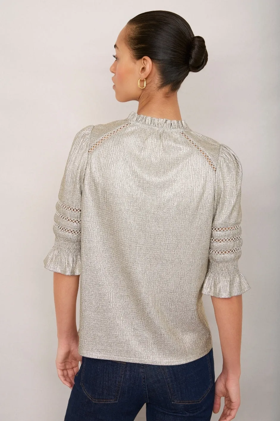 Parker Metallic Blouse - Champagne