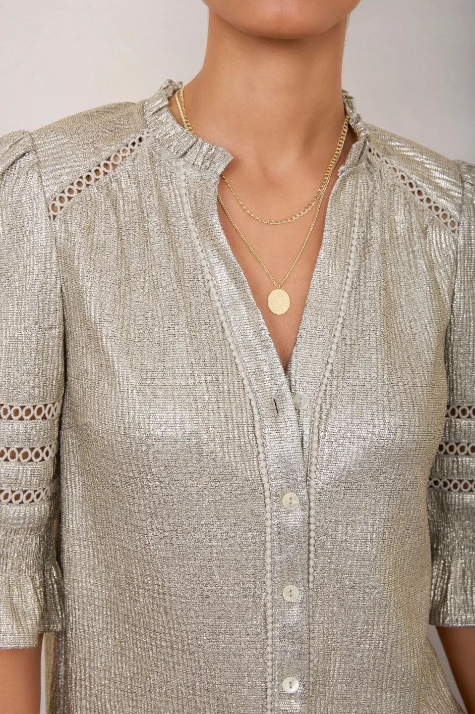 Parker Metallic Blouse - Champagne