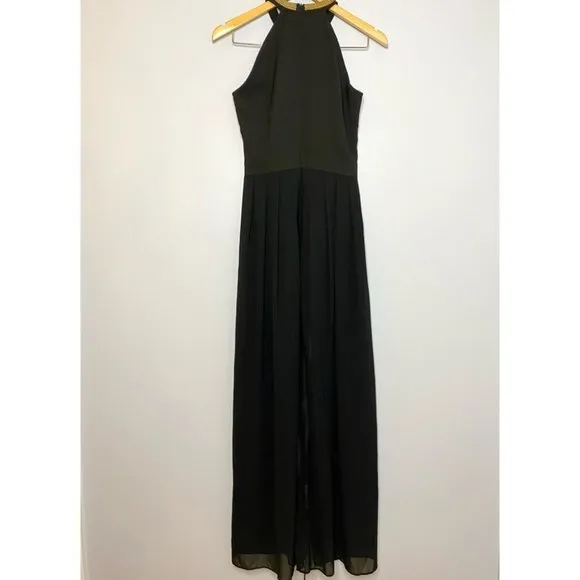 PASSION FUSION Black Maxi Dress Gold Trim