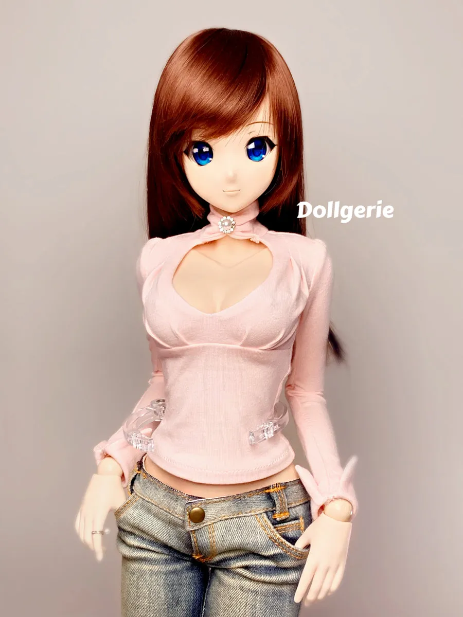 Pink Long Sleeve Heart Cutout Top for SmartDoll