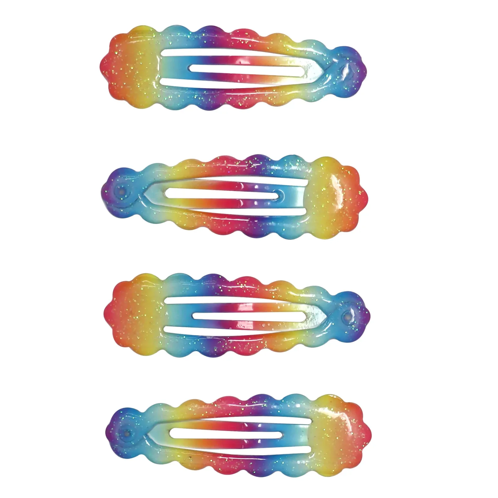 Pink Poppy Rainbow Glitter Snap Hair Clips
