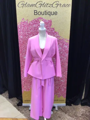 Pink Wide Legged Pant Suit Set