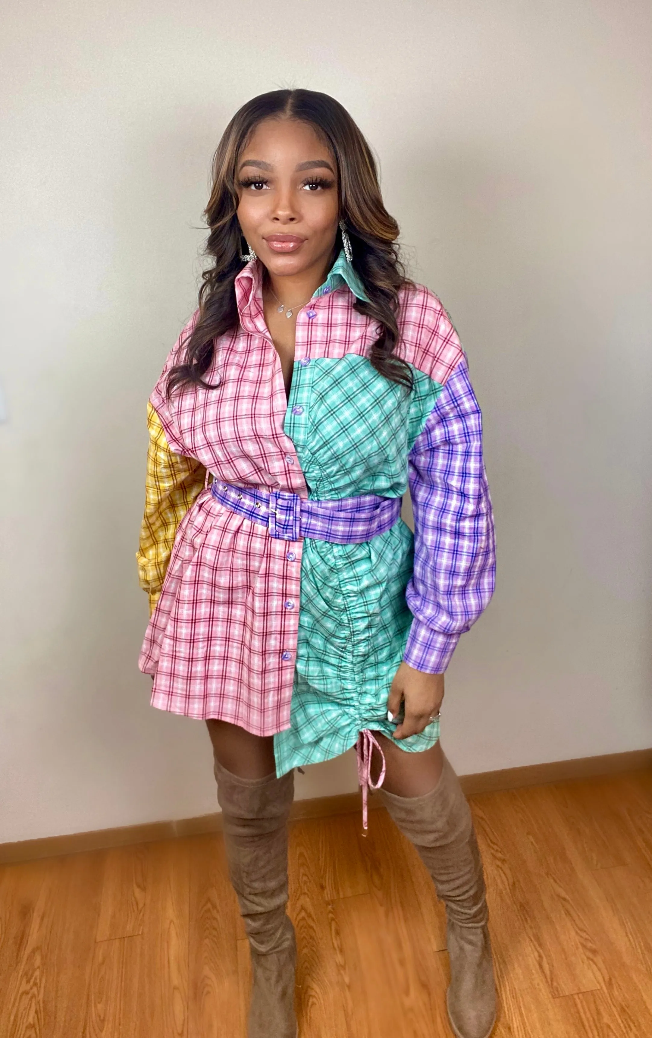 Plaid You’re Here Dress