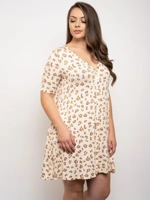 PLUS SIZE ANIMAL PRINT BUTTON UP DRESS