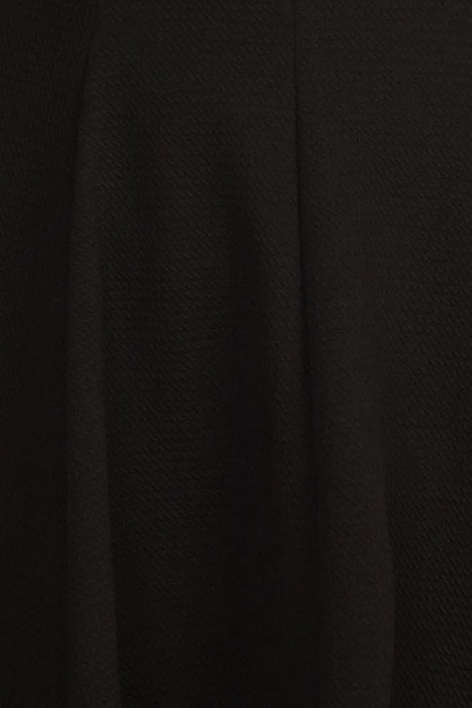Plus Size V Neck Princess Black Skater Dress