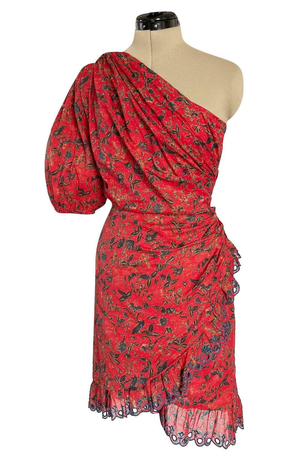 Prettiest 2018 Isabel Marant Etoile Esther One Shoulder Red Floral Print Dress