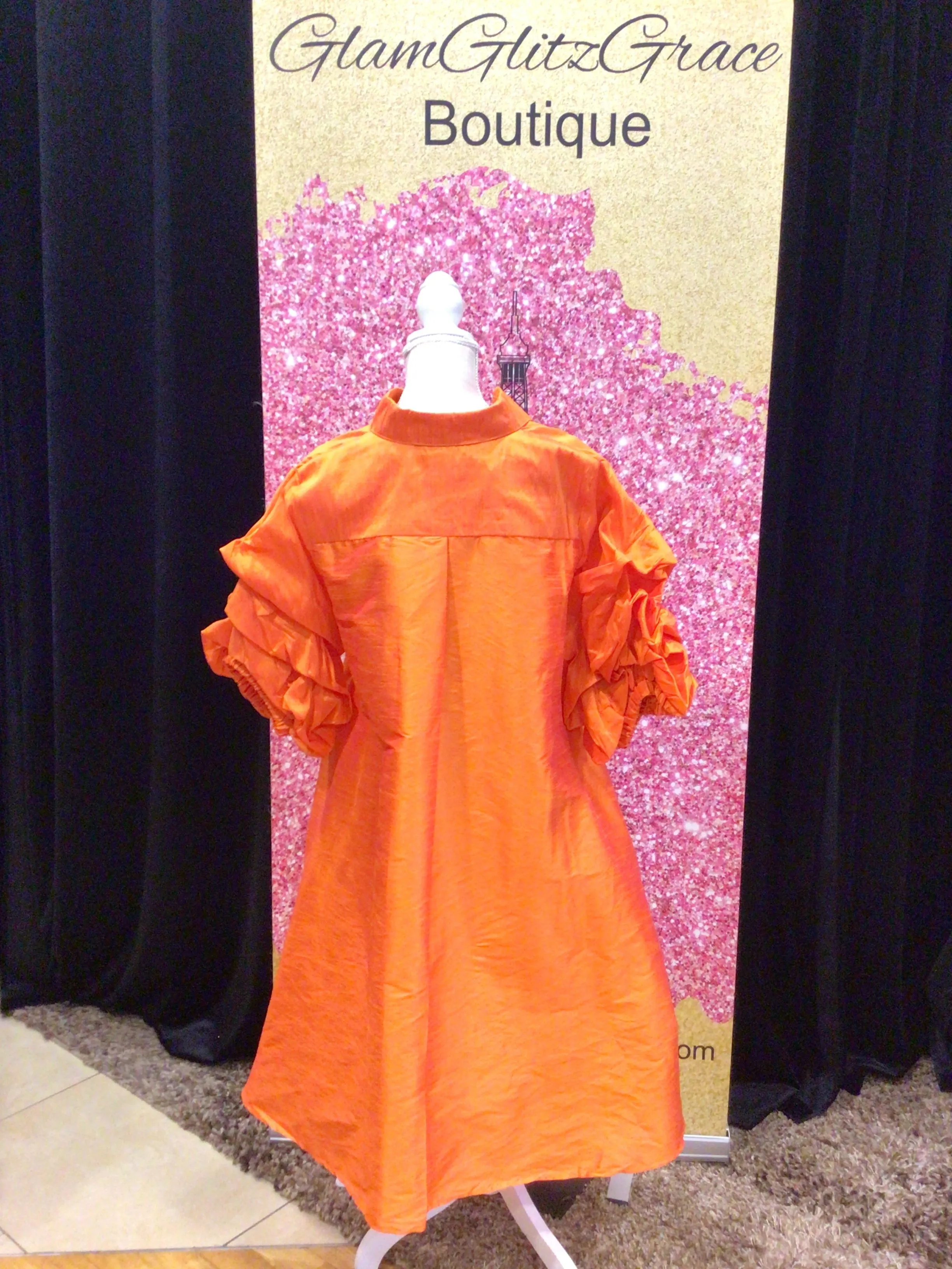 Puff Sleeves Button Up Dress With Pockets