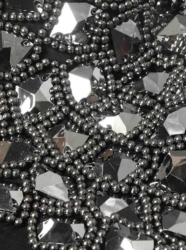 Punk Rhinestone Beaded Shimmer Diamond Party Bustier Crop Top