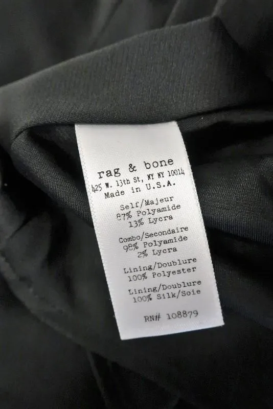 Rag & Bone Dress Niki Black Stretch Pointelle Knit Size 2 Fit & Flare Mini