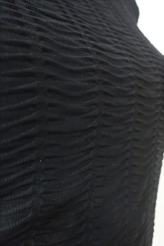 Rag & Bone Dress Niki Black Stretch Pointelle Knit Size 2 Fit & Flare Mini