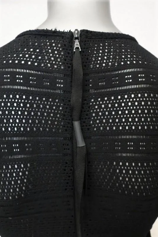Rag & Bone Dress Niki Black Stretch Pointelle Knit Size 2 Fit & Flare Mini