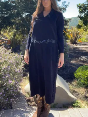 Rare 1920s Foliage Embroidered Knit Midi Dress