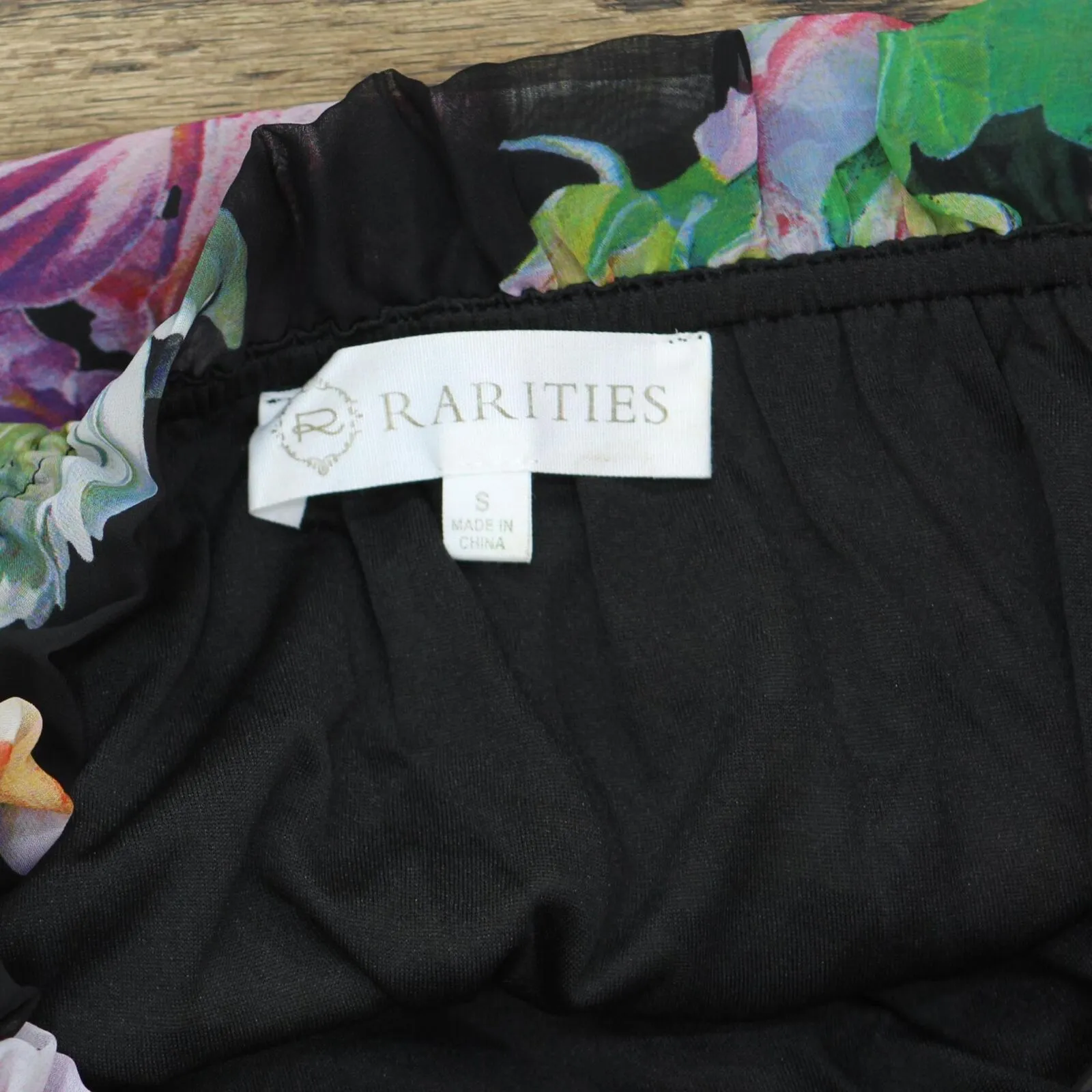 Rarities Womens Floral-Print Off-Shoulder Top 702015 Black S