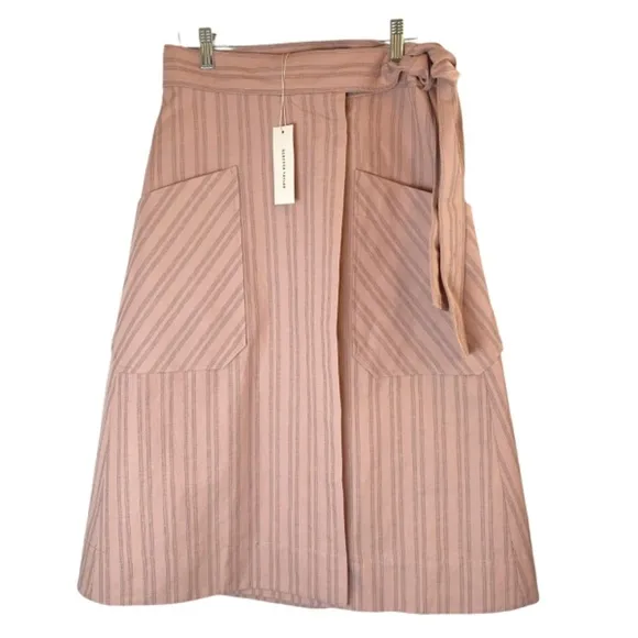 Rebecca Taylor Stripe Wrap Skirt Cotton/Linen Size 2