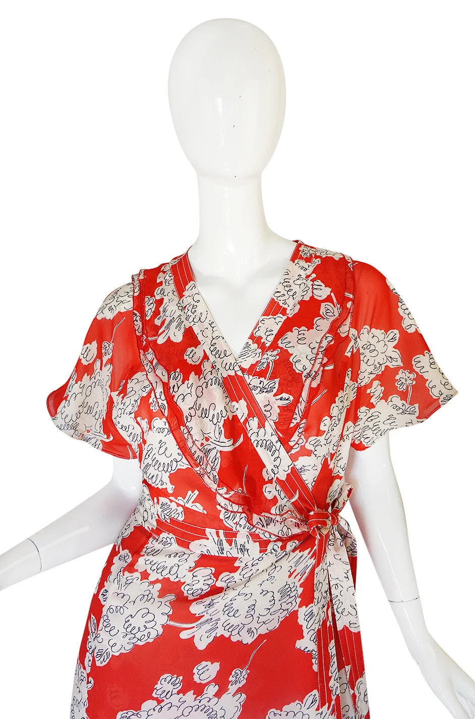 Recent Cacharel Silk Chiffon Wrap Dress