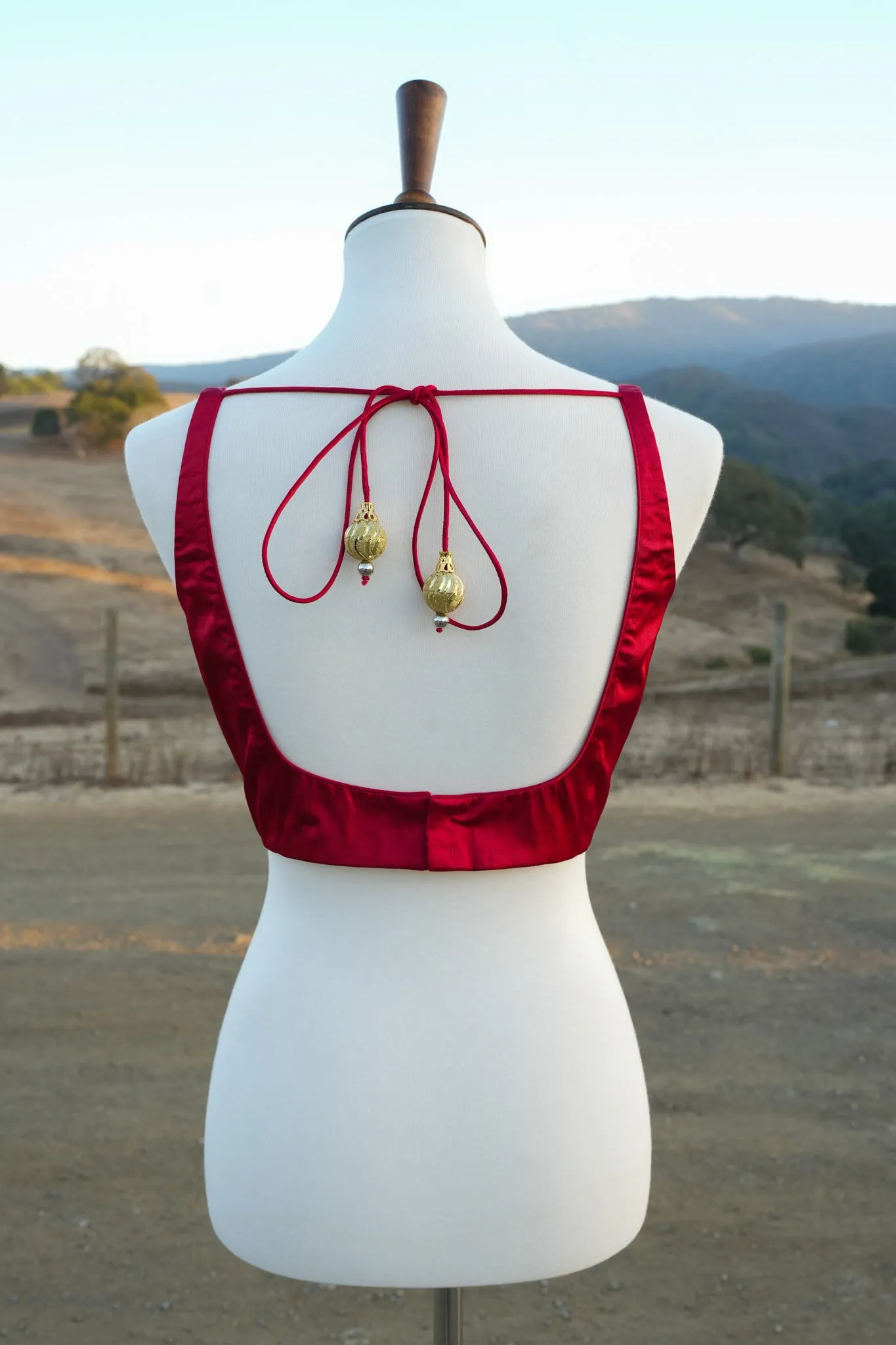 Red Satin Couture Blouse