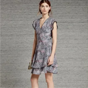 Reiss Angelika Purple Pink Formal Women’s Dress Size 2 Ruffles Lace NWOT