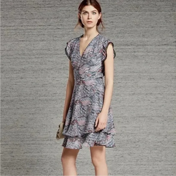 Reiss Angelika Purple Pink Formal Women’s Dress Size 2 Ruffles Lace NWOT