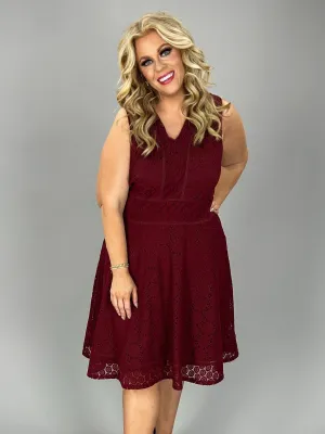 SALE!! SV-A   M-109  {Charter Club} Burgundy Lace Dress Retail $109.50