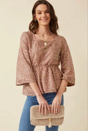 Sequin Peplum Top