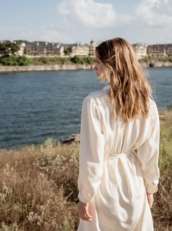 Silk Shirtdress, Ivory