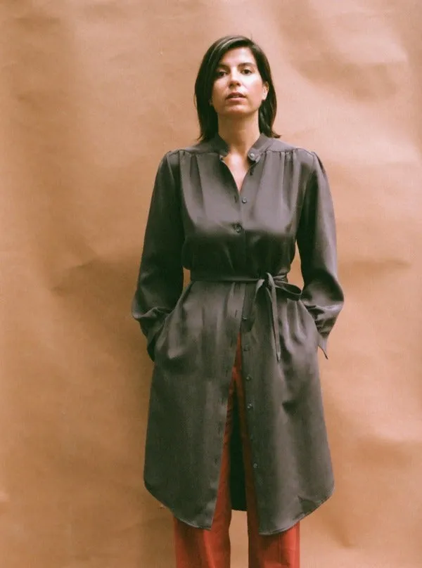 Silk Shirtdress, Sandalwood