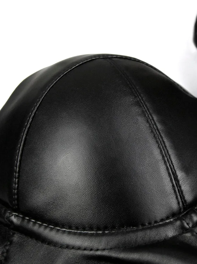 Spaghetti Straps PU Leather Bustier Zipper Corset Crop Top Bra