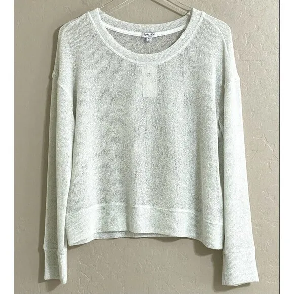 Splendid White Sweater Lightweight Knit Top Long Sleeve Eggshell Sz S NWT  $125