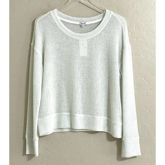 Splendid White Sweater Lightweight Knit Top Long Sleeve Eggshell Sz S NWT  $125