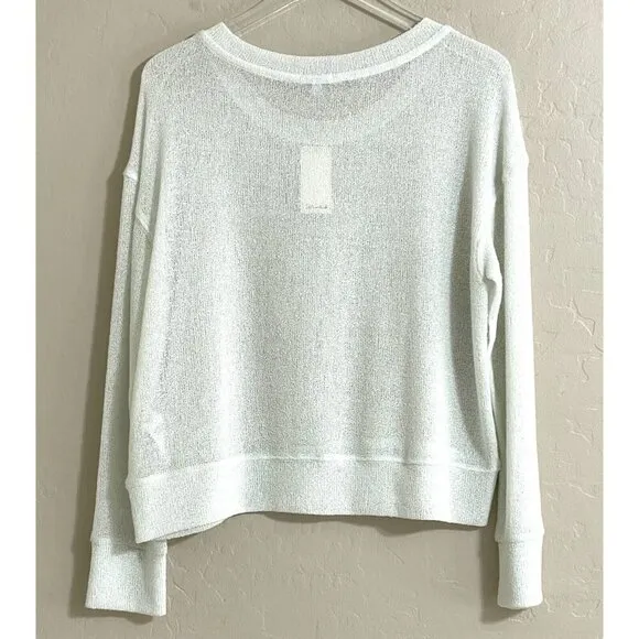 Splendid White Sweater Lightweight Knit Top Long Sleeve Eggshell Sz S NWT  $125