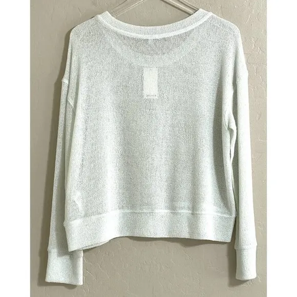 Splendid White Sweater Lightweight Knit Top Long Sleeve Eggshell Sz S NWT  $125