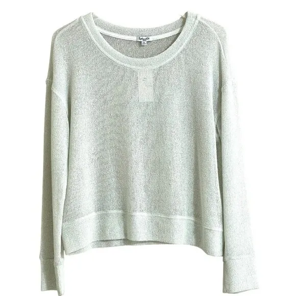 Splendid White Sweater Lightweight Knit Top Long Sleeve Eggshell Sz S NWT  $125