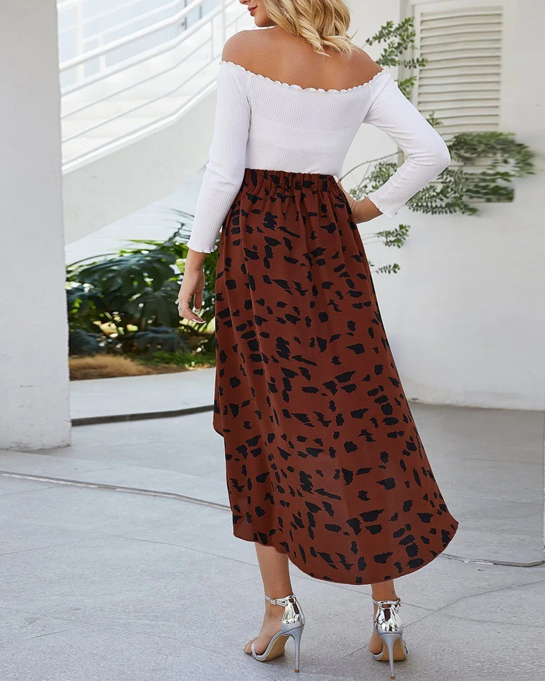 Statement-Maker Floral Print Wrap Midi Skirt - Coffee