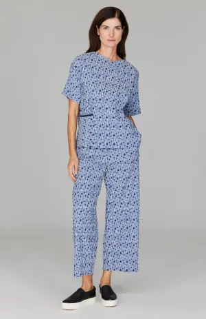 Stripe Dot Wide Leg Crop Pant w/ Back Elastic