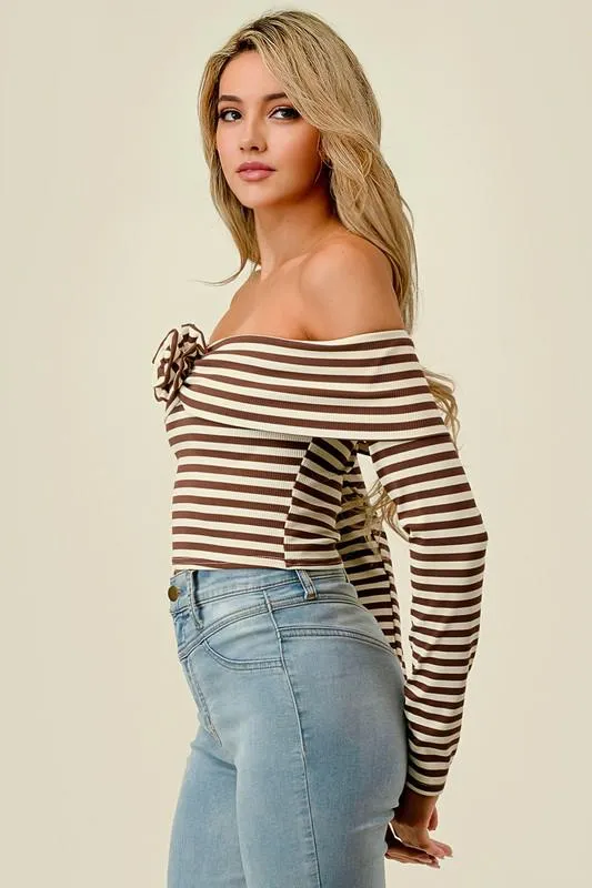 Striped Off-Shoulder Knit Top