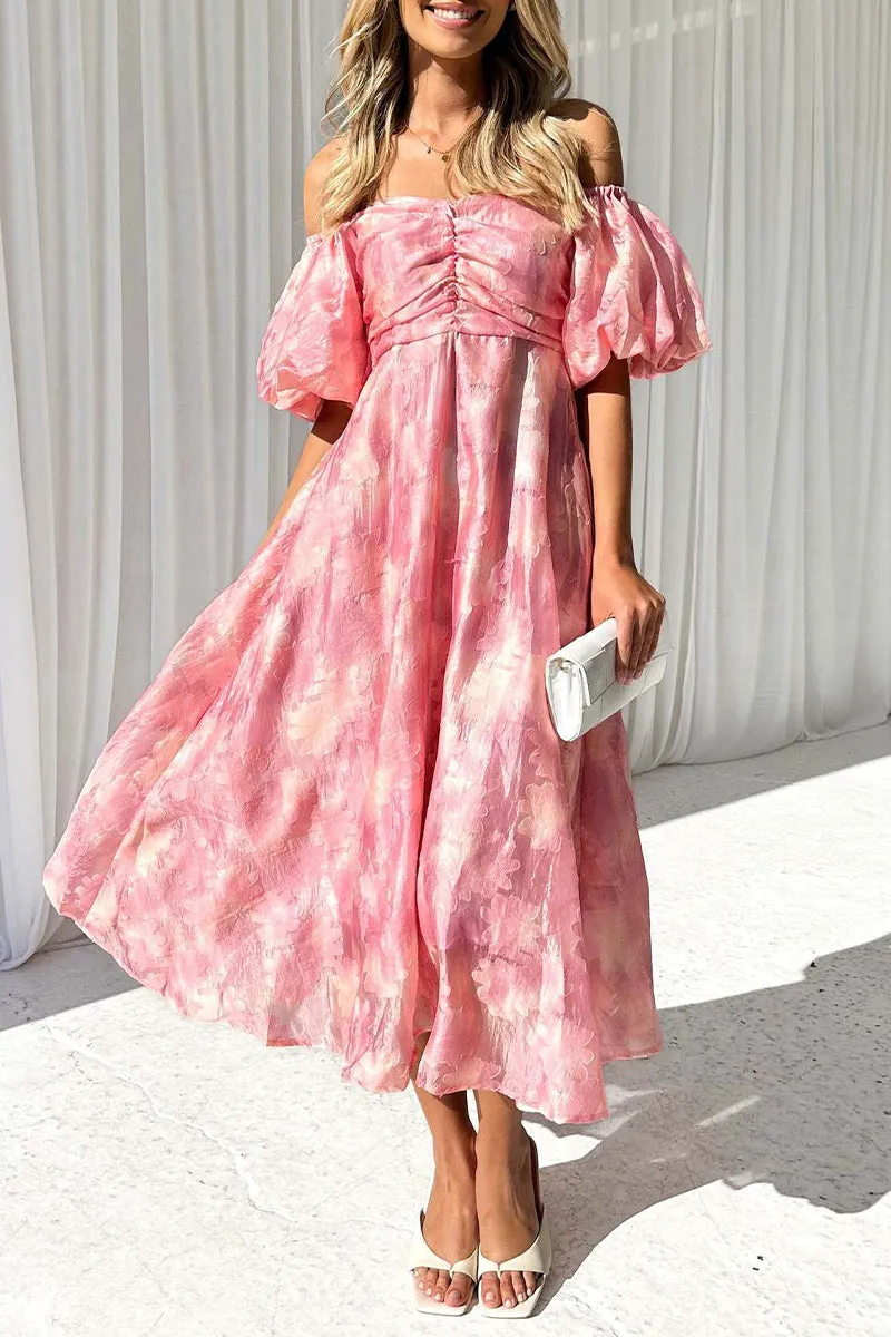 Sweet Elegant Solid Fold Off the Shoulder A Line Dresses(3 Colors)