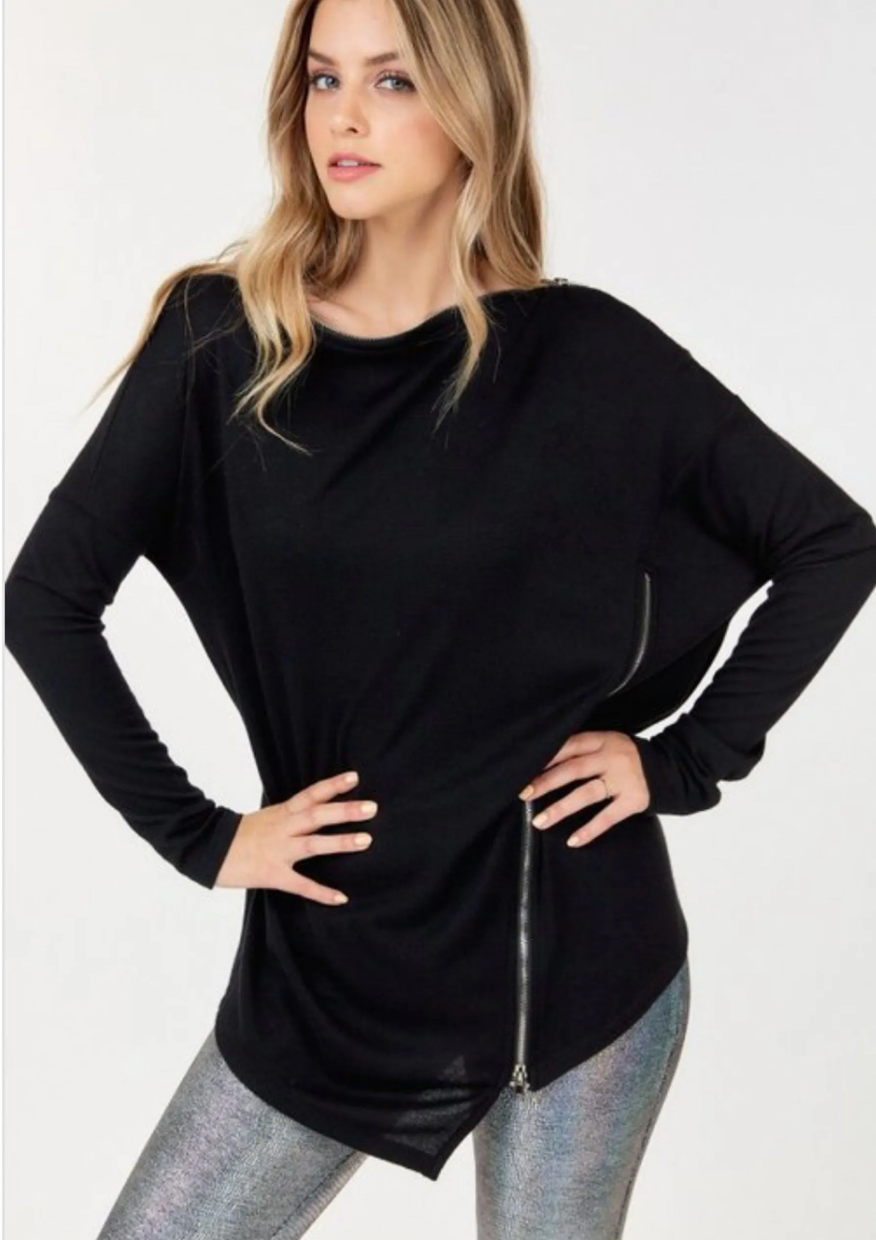 Take my zipper Off shoulder top (Mustard & Black)